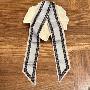 Elegant Sleek Black and Gray Patterned Scarf for Head Neck or Purse